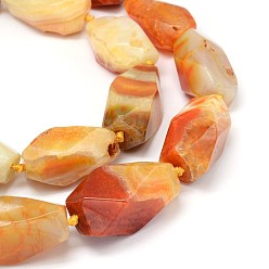 Chocolate Dyed Natural Agate Polyhedron Bead Strands, Chocolate, 28~43x16~25x13~17mm, Hole: 1mm, about 11pcs/strand, 16.5 inch