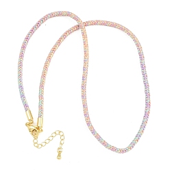 Лиловый Изготовление ожерелий из плетеного поликоттонового шнура, с латунными выводами и 303 застежками из лобстера из нержавеющей стали, реальный 18 k позолоченный, сирень, 18.11~18.19 дюйм (46~46.2 см)