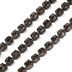 Серо-коричневый Железо горный хрусталь чашка цепи, с катушкой, металлический черный , суровая, 3x3x2.5 мм, Около 10 ярдов / рулон
