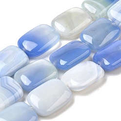 Васильковый Натуральные полосатые агатовые / полосатые агатовые бусинки, окрашенная и подогревом, прямоугольные, васильковый, 18~18.5x13~13.5x5~6 мм, отверстие : 1.5 мм, около 22 шт / нитка, 15.63'' (39.7 см)