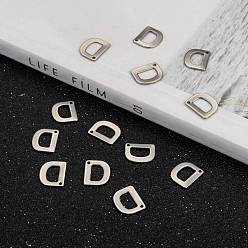 Letter D 304 Stainless Steel Letter Charms, Letter.D, 11x9x0.8mm, Hole: 1mm