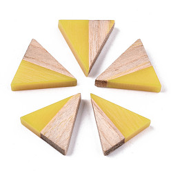 Золотистый Полупрозрачные кабошоны из смолы и дерева, треугольные, золотые, 15x14.5x3 мм