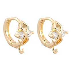 Real 18K Gold Plated & Gunmetal Brass Micro Pave Clear Cubic Zirconia Hoop Earring Findings, with Loops, Infinity, Real 18K Gold Plated & Gunmetal, 15.5x14.5x8mm, Hole: 1.2mm, Pin: 1mm