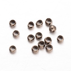 Gunmetal Rondelle Brass Crimp Beads, Gunmetal, 2.5x1.5mm, Hole: 1mm, about 10000pcs/200g