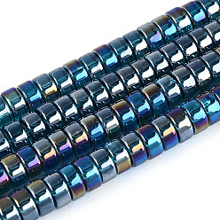 Стально-синий Ab цветные прозрачные стеклянные бусины пряди, плоско-круглые, стальной синий, 6~6.5x3 мм, отверстие : 1~1.2 мм, около 111~119 шт / нитка, 14.17~15.16'' (36~38.5 см)