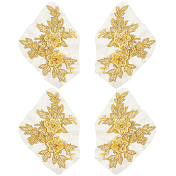 Золотистый Аксессуары для костюмов с вышивкой из полиэстера и блесток, швейные украшения, цветок, золотые, 145x195x7 мм