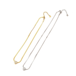 (52) Непрозрачная лаванда Сердце 304 ожерелья из нержавеющей стали с микропаве и кубическим цирконием, с цепями-змейками из нержавеющей стали, долговечный, разноцветные, 20.08 дюйм (51 см)