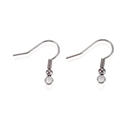 Gunmetal Iron Earring Hooks, Ear Wire, with Horizontal Loop, Cadmium Free & Lead Free, Gunmetal, 17~19x0.8mm, Hole: 2mm, 22 Gauge, Pin: 0.6mm