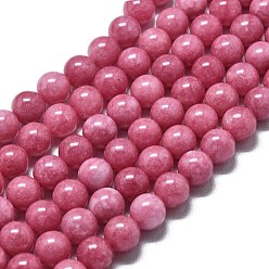 Средний Фиолетово-красный Натуральный Malaysia нефритовые бусы пряди, окрашенная и подогревом, круглые, средне фиолетовый красный, 8~8.5 мм, отверстие : 1.2 мм, около 48 шт / нитка, 14.96 дюйм (38 см)