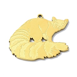 Золотой 201 подвески из нержавеющей стали, лазерная резка, очарование енота, золотые, 24x29x1.5 мм, отверстие : 1.5 мм