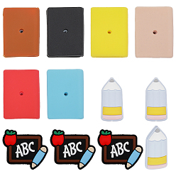 (52) Непрозрачная лаванда 12шт 8 стили доска/книга/карандаш форма силиконовые бусины, изготовление ожерелий и браслетов своими руками, разноцветные, 26~35x18~30x8.5 мм, отверстие : 2.5~3 мм