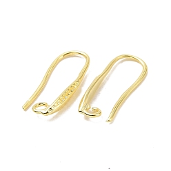 Golden Rack Plating Brass Earring Hooks, with Horizontal Loops, Long-Lasting Plated, Lead Free & Cadmium Free, Golden, 19x3mm, Hole: 1.6mm, 21 Gauge, Pin: 0.7mm