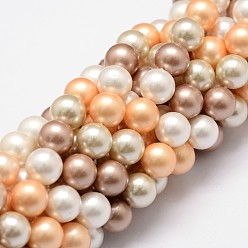 (52) Непрозрачная лаванда Оболочки нити шарик перлы, класс А, круглые, разноцветные, 8 мм, отверстие : 1 мм, около 48~50 шт / нитка, 16 дюйм