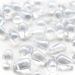 Light Grey Transparent Glass Beads, Top Drilled, Teardrop, Light Grey, 9x6mm