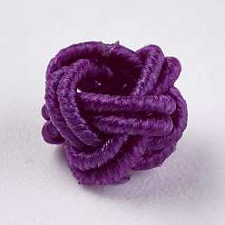 Purple Polyester Weave Beads, Round, Purple, 6.5x4.5mm, Hole: 4mm