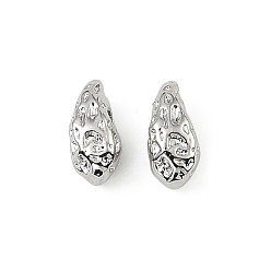 Платинированный Латунные бусины, кованая текстурированная каплевидная форма, Реальная платина, 6.5x3.5x3.5 мм, отверстие : 1.5 мм