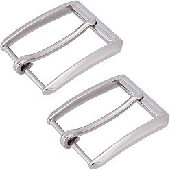 Stainless Steel Color Stainless Steel Roller Buckles, 1 Piece Pin Buckle for Men DIY Belt Accessories, Rectangle, Stainless Steel Color, 64x51x10mm