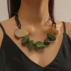 Зеленый Богемные смоляные самородки, бусины, массивные ожерелья для женщин, зелёные, 20.08 дюйм (51 см)