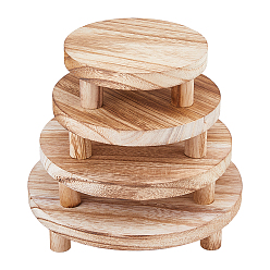 Blé 4 pièces 4 tailles présentoirs en bois, ronde, blé, 12.8~20.3x4.8 cm, 1 pc / taille