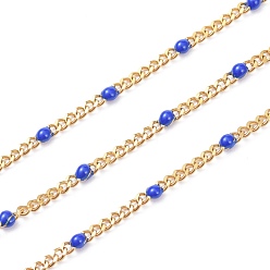 Royal Blue Ion Plating(IP) 304 Stainless Steel Enamel Curb Chains, with Spool, Soldered, Faceted, Royal Blue, 2.5x2x0.8mm, 32.80Feet/roll(10m/roll)