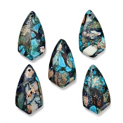 Темно-Розовый Подвески из окрашенной натуральной императорской яшмы, воздушные змеи прелести, темно-розовыми, 32x18x6~6.5 мм, отверстие : 1.5 мм