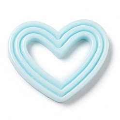 Bleu Clair Cabochons décodés en résine opaque, cœur, bleu clair, 36.5x43.5x4.5mm