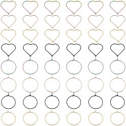 (52) Непрозрачная лаванда 24шт 6 стиль ионное покрытие (ip) 316l хирургический, 24 шт 6 стиль 304 серьги-кольца из нержавеющей стали, Винные стекла, разноцветные, 21x0.7 мм, 21 датчик, 20x20x0.6 мм, штифты : 0.6 мм, 6 шт / стиль