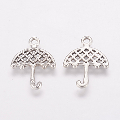 Plata Antigua Colgantes paraguas de estilo tibetano, sin plomo y cadmio, plata antigua, 20.5x15x1 mm, agujero: 2 mm