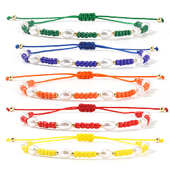 (52) Непрозрачная лаванда 5 Браслеты из стеклянного бисера и пластиковых бусин, имитирующих жемчуг, для женщин, с латунным, разноцветные, 11.02 дюйм (28 см)