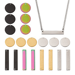 (52) Непрозрачная лаванда 40 шт. 8 стиль 304 подвески из нержавеющей стали, штамповка пустой метки, прямоугольник и плоский круглый, разноцветные, 20~35x6~20x1 мм, отверстие : 1.4~1.5 мм, 5 шт / стиль