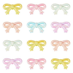 (52) Непрозрачная лаванда 30 шт. непрозрачных акриловых бусин с УФ-покрытием, радужный, бантом со звездой, разноцветные, 20x33.5x10 мм, отверстие : 2 мм