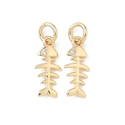 Золотой Латунные микро проложить кубического циркония подвески, подвески из рыбьей кости, стойки покрытие, долговечный, с целью перехода в кольце, золотые, 14x6x1.5 мм, отверстие : 3 мм