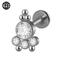 Paw Print G23 титановые безрезьбовые лабреты, со стразами для женщин, цвет нержавеющей стали, отпечаток лапы, 6 мм