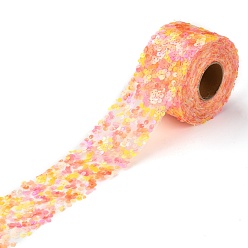 Оранжевый Ленты из полиэстера с эластичными пайетками, с блестящей пайеткой, оранжевые, 2-3/8 дюйм (60 мм), 10 ярдов (9.14 м) / рулон