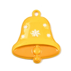Christmas Bell Подвески из сплава краски для выпечки, Новогодняя тема, желтые, Рождественский колокольчик, 41x36x5 мм, отверстие : 3 мм
