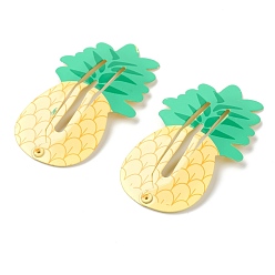 Yellow Baking Paint Iron Snap Hair Clips, for Children's Day, Pineapple, Yellow, 48.5x28.5x2.5mm