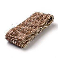 Camel Flat Burlap Ribbon, Silk Hessian Ribbon, for DIY Gift Wrap, Christmas Tree Decoration, Wedding Party, Camel, 1-1/2 inch(38mm)~1-5/8 inch(40mm), 2m/bundle(2.18yards/bundle)