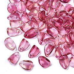 Светло-Вишневый Прозрачные брызги окрашенные стеклянные подвески, с блеском порошок, Petaline, светло-вишневый, 12x8x4.5 мм, отверстие : 1 мм