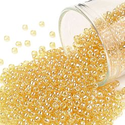 (103) Transparent Luster Light Amber Тохо 11/0 круглые бусины, японский бисер, (103) прозрачный блеск светло-янтарный, 2.2 мм, отверстие : 0.8 мм, Около 1110 шт / 10 г