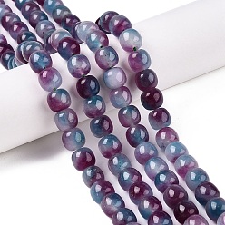 Фиолетовый Окрашенные природные белый нефрит бисер пряди, два тона, бочкообразные бусины, фиолетовые, 10x8.5~9 мм, отверстие : 1 мм, около 43~45 шт / нитка, 14.76~15.6'' (37.5~39 см)