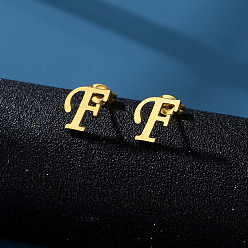 Letter F 201 из нержавеющей стали серьги, золотые, Буква F, 10x10 мм
