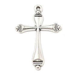 Antique Silver Tibetan Style Alloy Pendants, Cross, Antique Silver, 37.5x25x2.5mm, Hole: 1.4mm, 248pcs/500g