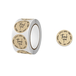 Цвет Древесины Спасибо стикеры, самоклеящаяся наклейка из крафт-бумаги, клейкие этикетки, для подарков, упаковочные пакеты, деревесиные, 38 мм, 500шт / рулон