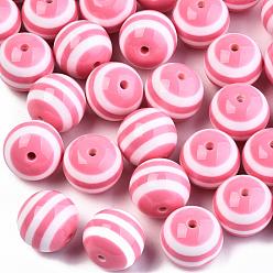 Pink Round Striped Resin Beads, Pink, 20x18mm, Hole: 3mm