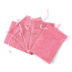 Ярко-Розовый Прямоугольные мешки для хранения из полиэстера, мешочки для упаковки на шнурке, ярко-розовый, 18x13 см