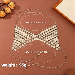 Golden Iron Coin Woven Chest Body Chains for Sexy Bikini, Golden, 750mm