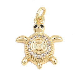 Настоящее золото 18K Латунные микро проложить кубического циркония подвески, без кадмия и без свинца, прелести черепахи, реальный 18 k позолоченный, 17.5x15x3.5 мм, отверстие : 3.5 мм