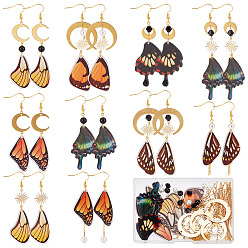 (52) Непрозрачная лаванда Набор для изготовления сережек в виде крыльев бабочки своими руками, включая подвески из акрила и латуни, Стеклянные жемчужные бусины, латунные серьги и цепочки, разноцветные