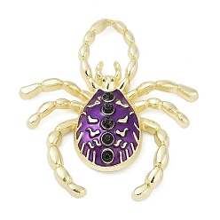 Индиго Подвески из сплава и страза, Эмаль стиле, стойки покрытие, без кадмия, без никеля и без свинца, паук, золотые, индиговые, 40.5x38.5x7.5 мм, отверстие : 12x8.5 мм
