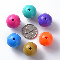 Mixed Color Opaque Acrylic Beads, Round, Mixed Color, 20x19mm, Hole: 3mm, about 111pcs/500g